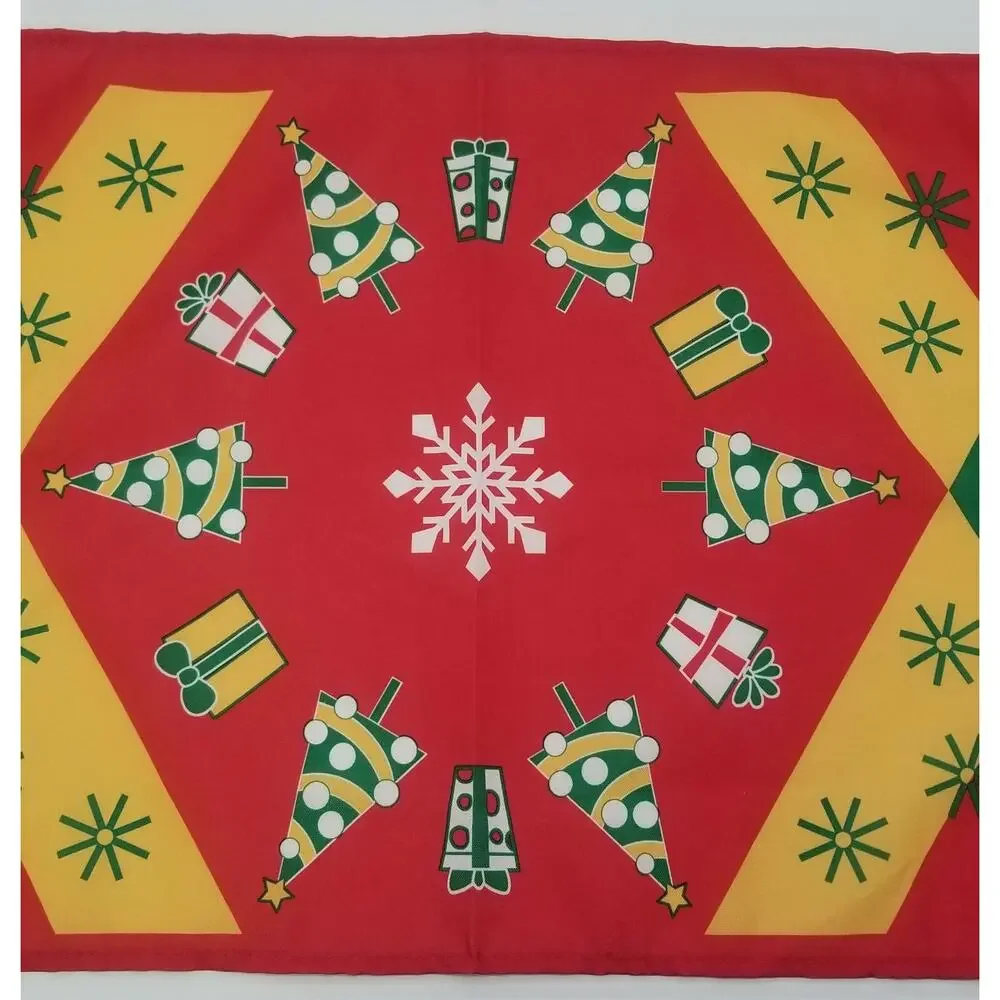 QQ) Vintage Christmas Holiday Decorative Table Cloth Runner Polyester 48